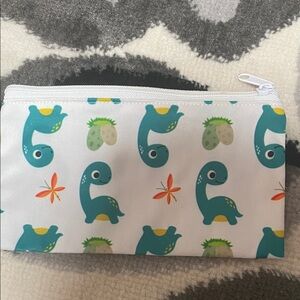 Kids Teal Dinosaur Print Zipper Pouch - Unbranded